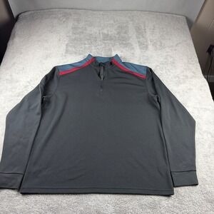 Mizuno WarmaLite Half Zip Sweater Mens XL Black‎ Blue Red Long Sleeve